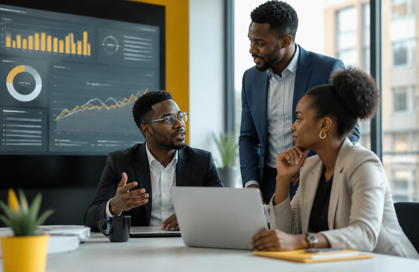 African professionals reviewing business performance