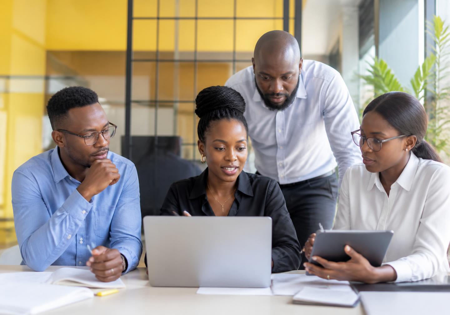 African professionals building new workplace skills together